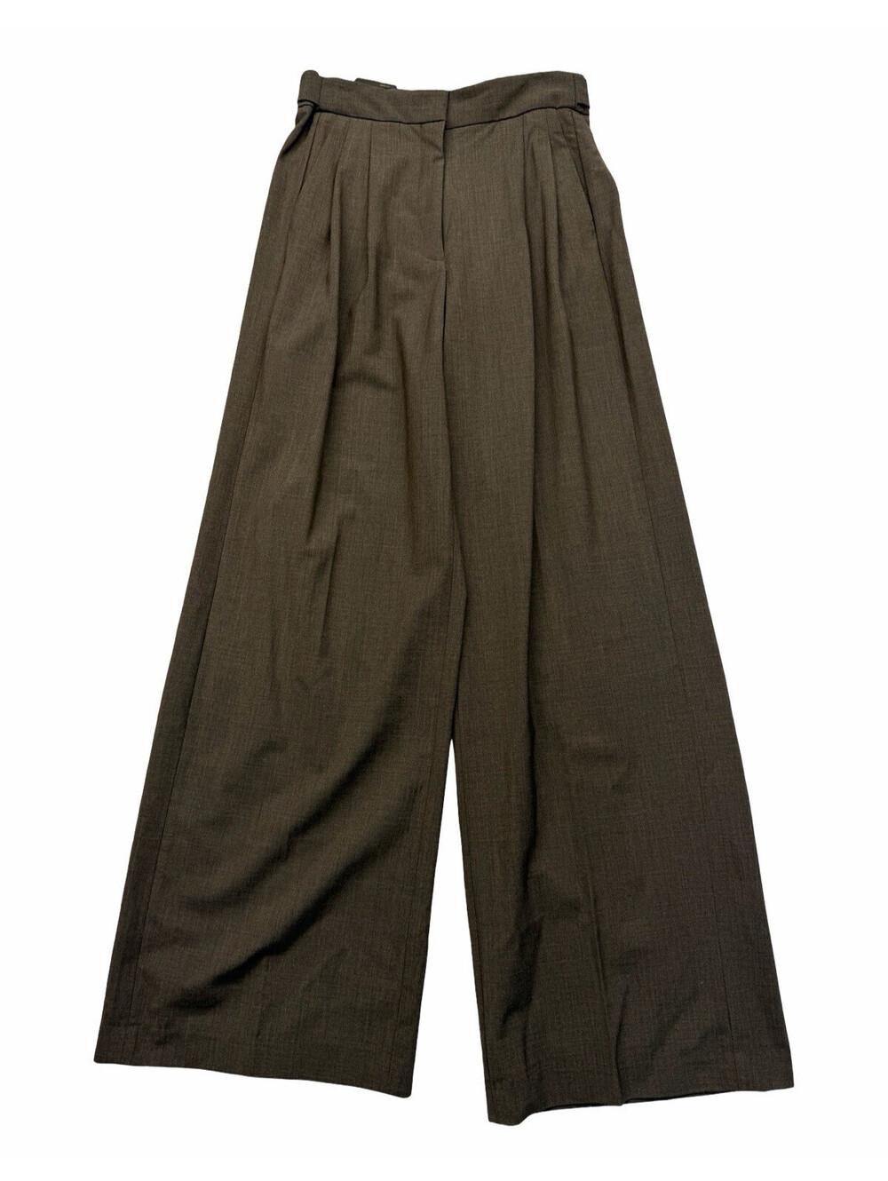 Aritzia Babaton Represent Pant Wide Leg Pleated Trouser Mocha Brown Size US 0